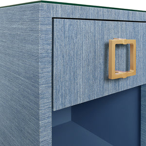 Blair Side Table in Blue Dyed Grasscloth