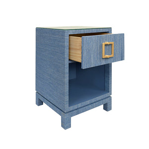 Blair Side Table in Blue Dyed Grasscloth