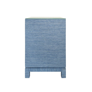 Blair Side Table in Blue Dyed Grasscloth