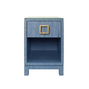 Blair Side Table in Blue Dyed Grasscloth