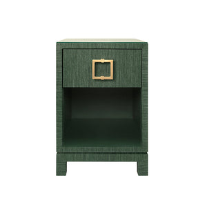 Blair Side Table in Green Dyed Grasscloth