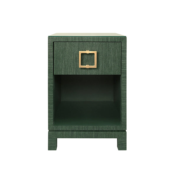 Blair Side Table in Green Dyed Grasscloth