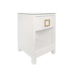 Blair Side Table in White Textured Linen