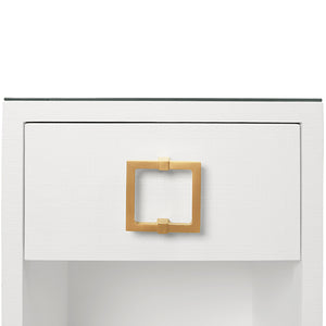 Blair Side Table in White Textured Linen