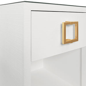 Blair Side Table in White Textured Linen