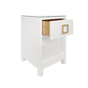 Blair Side Table in White Textured Linen