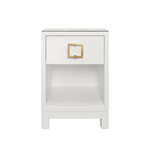 Blair Side Table in White Textured Linen