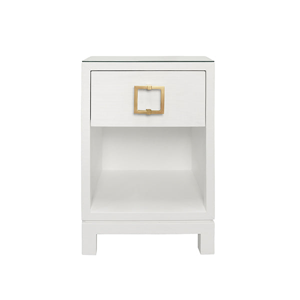 Blair Side Table in White Textured Linen