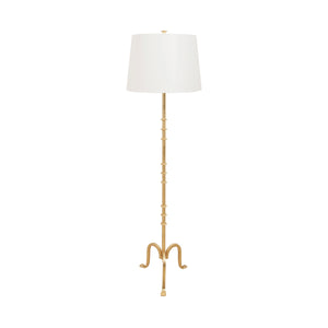 Blakely Three Leg Iron Floor Lamp with Ring Detail in Gold Leaf