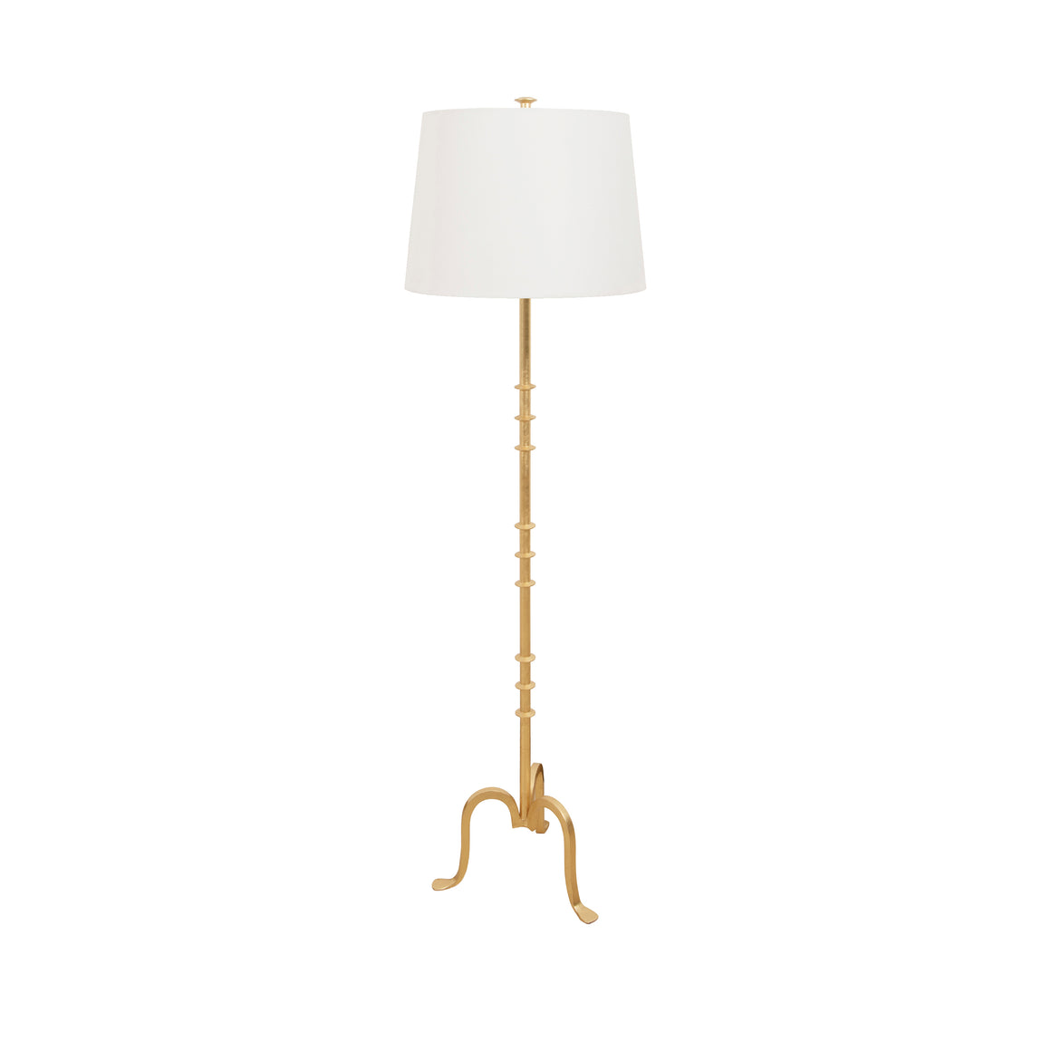 Blakely Three Leg Iron Floor Lamp with Ring Detail in Gold Leaf