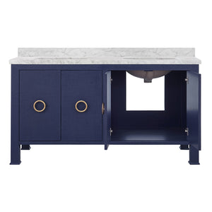 Blanche Bath Vanity in Textured Navy Linen