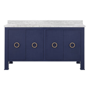 Blanche Bath Vanity in Textured Navy Linen