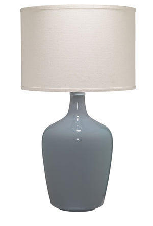 Plum Blown Glass Jar Table Lamp with Linen Shade, Grey