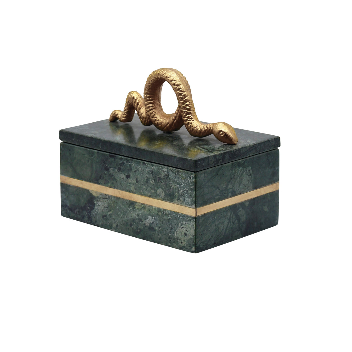 Boa Green Marble Box with Brass Snake Handle