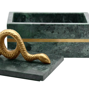 Boa Green Marble Box with Brass Snake Handle