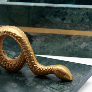 Boa Green Marble Box with Brass Snake Handle