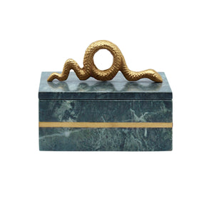 Boa Green Marble Box with Brass Snake Handle
