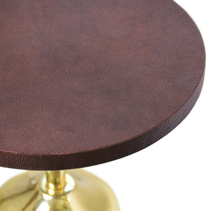 Bolton Brass Cigar Table with Round Leather Top