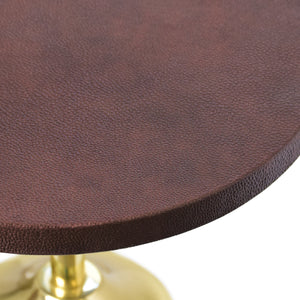 Bolton Brass Cigar Table with Round Leather Top