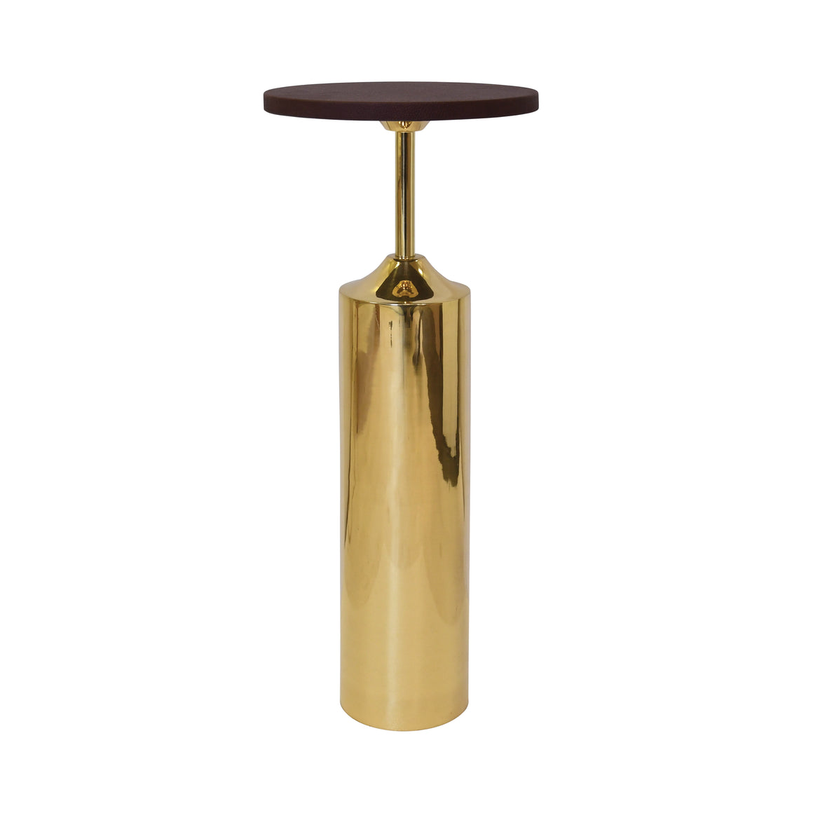 Bolton Brass Cigar Table with Round Leather Top