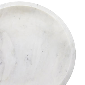 Brissa White Marble Bowl with Brass Tapered Pedestal Base