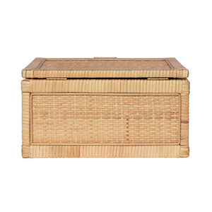Bruno Large Natural Rattan Decorative Box with Brass Foot Caps