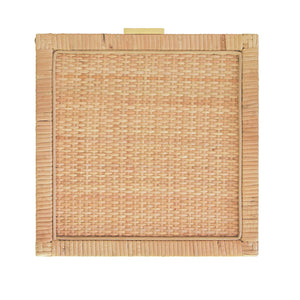 Bruno Large Natural Rattan Decorative Box with Brass Foot Caps