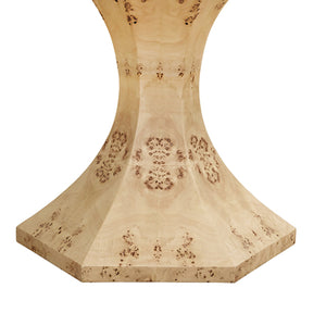 Bryce Round Dining Table With Hexagonal Tapered Base In Burl Wood
