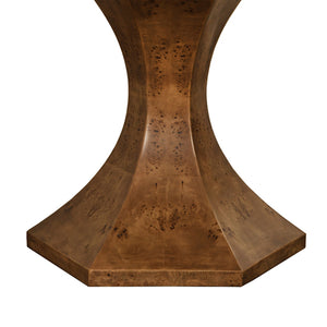 Bryce Round Dining Table With Hexagonal Tapered Base In Dark Burl Wood