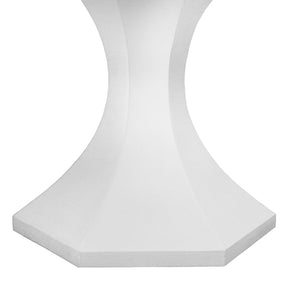 Bryce Round Dining Table With Hexagonal Tapered Base In White Textured Linen