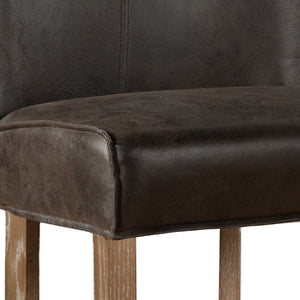Avery Counter Chair in Dark Brown Leather with Natural Legs