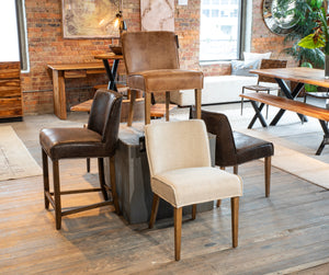 Avery Dining Chair in Dark Brown Leather with Matte Brown Legs