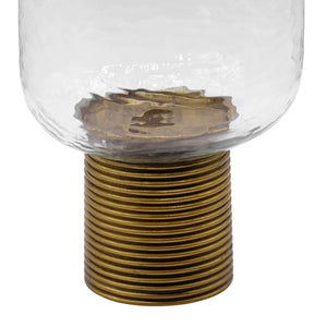 Cadey Small Clear Glass Candle Votive with Ribbed Brass Base