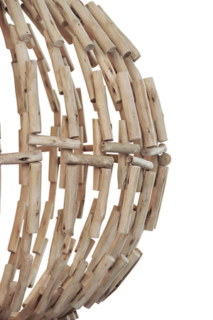 Cade Sphere Shaped Pendant Handcrafted with Whitewashed Eucalyptus Wood