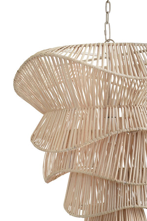 Cambry Organic Pendant Spun in Bleached Rattan