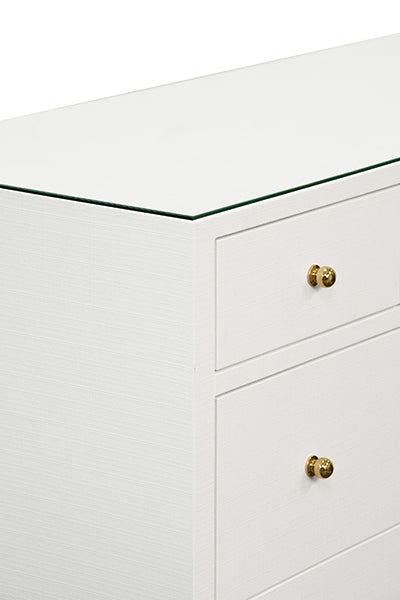Carnegie Drawer Chest in Textured White Linen - Scenario Home