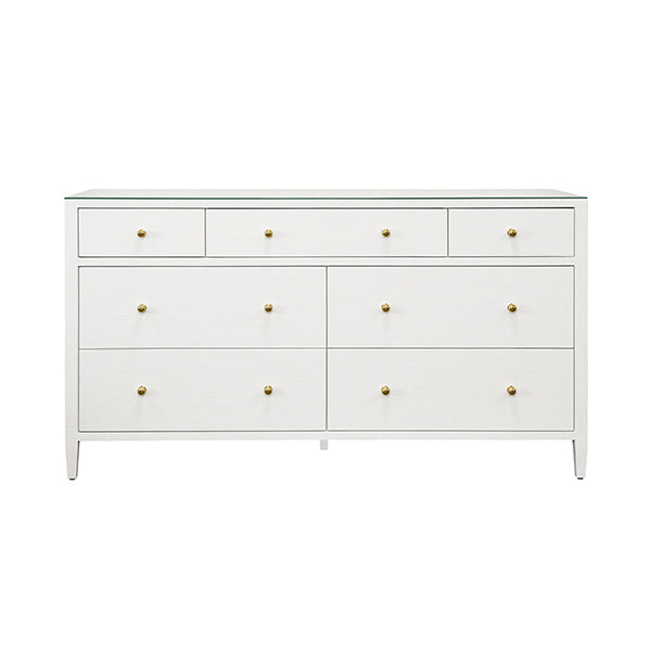 crate and barrel white dresser Worlds Away Carnegie Seven Drawer Chest in Textured White Linen