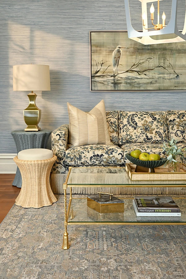 Rectangular Iron Coffee Table With Tassel Inspired Feet And Glass Top In Gold Leaf