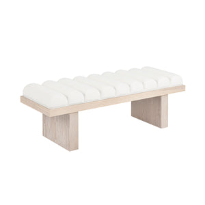 Capsian Channeled Seat Bench with Cerused Oak Based in Performance White Linen