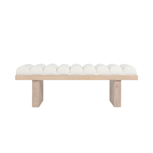 Capsian Channeled Seat Bench with Cerused Oak Based in Performance White Linen