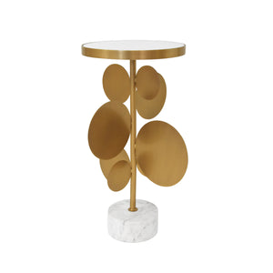 Cassius Round Brass Side Table with Antique Brass Discs