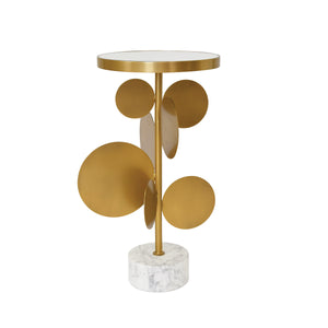 Cassius Round Brass Side Table with Antique Brass Discs