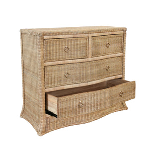 Celine Four Drawer Chest in Woven Rattan with Satin Brass Pulls