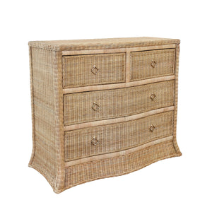 Celine Four Drawer Chest in Woven Rattan with Satin Brass Pulls