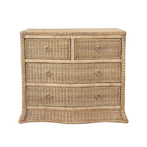 Celine Four Drawer Chest in Woven Rattan with Satin Brass Pulls