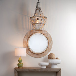 Blanca Wood Beaded 1-Light Chandelier
