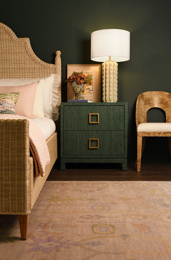 Cole Side Table in Green Dyed Grasscloth (Copy)