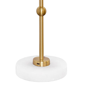 Chanler Table Lamp in Brass and Faux Alabaster Base with Metal Shade