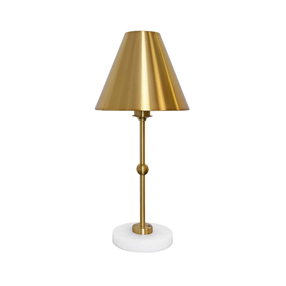 Chanler Table Lamp in Brass and Faux Alabaster Base with Metal Shade