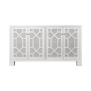 Claire Four Door Buffet with Trellis Over Painted Cane Doors in Matte Navy Lacquer